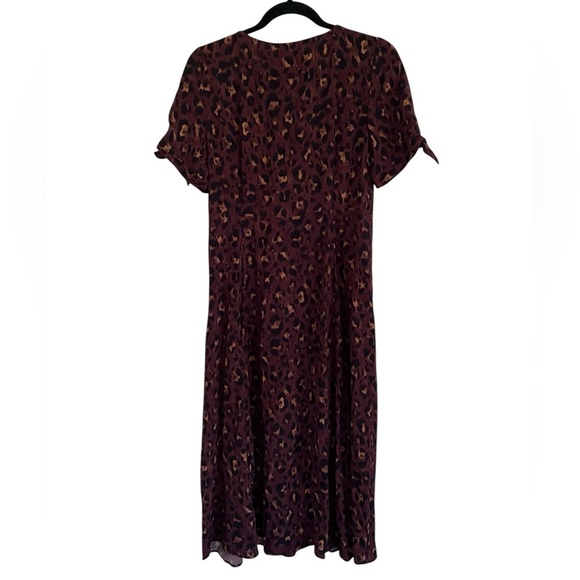 Sezane Vic V Neck Midi Dress in Leopard Cafe FR 40 / US 8 - Picture 2 of 10